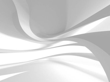 Beyaz Mimarlık inşaat Modern iç arka plan. 3D render illüstrasyon