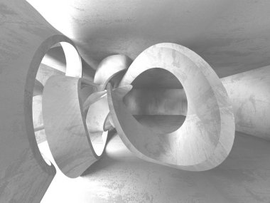 Geometrik beton mimari arka plan. 3D render illüstrasyon