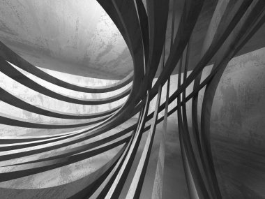 Geometrik beton mimari arka plan. 3D render illüstrasyon