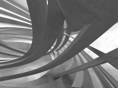 Geometrik beton mimari arka plan. 3D render illüstrasyon