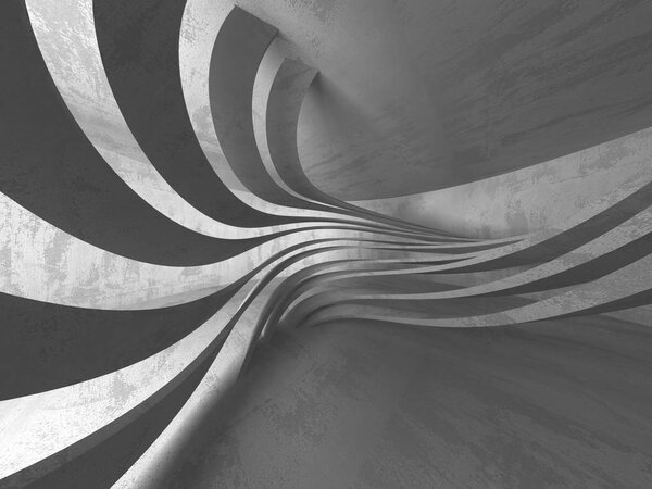 Темный подвал пустой интерьер комнаты. Бетонные стены. Архитектурный фон. Трехмерная иллюстрация
