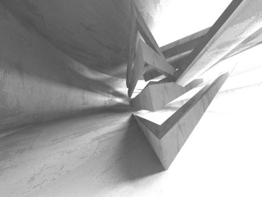 Geometrik beton mimari arka plan. 3D render illüstrasyon