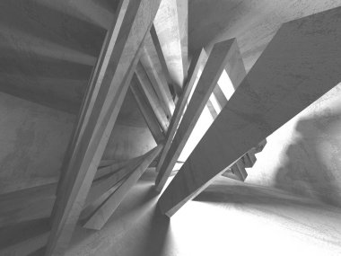 Beton mimari arka plan. Soyut boş karanlık oda. 3D render illüstrasyon