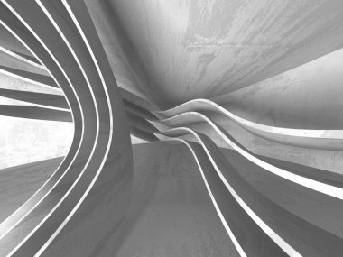 Geometrik beton mimari arka plan. 3D render illüstrasyon