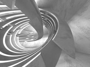 Karanlık beton boş oda. Modern mimari tasarım. Kentsel dokulu arka plan. 3D render illüstrasyon