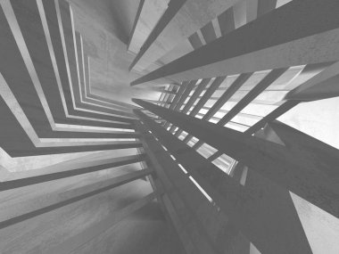 Karanlık beton boş oda. Modern mimari tasarım. Kentsel dokulu arka plan. 3D render illüstrasyon