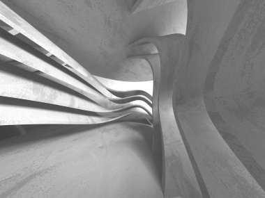 Beton mimari arka plan. Soyut boş karanlık oda. 3D render illüstrasyon