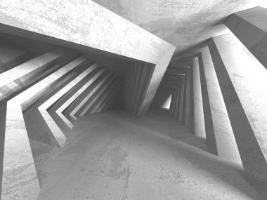 Beton mimari arka plan. Soyut boş karanlık oda. 3D render illüstrasyon