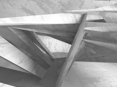 Geometrik beton mimari arka plan. 3D render illüstrasyon
