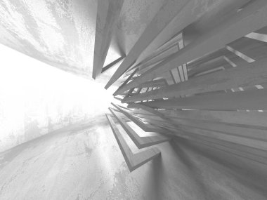 Geometrik beton mimari arka plan. 3D render illüstrasyon