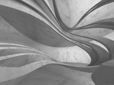 Beton mimari arka plan. Soyut boş karanlık oda. 3D render illüstrasyon