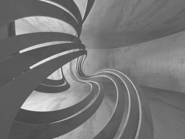 Geometrik beton mimari arka plan. 3D render illüstrasyon