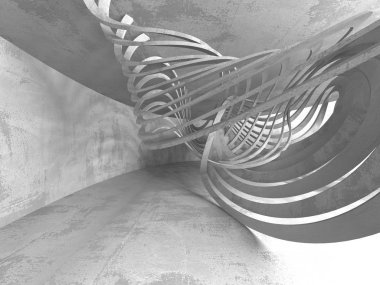 Geometrik beton mimari arka plan. 3D render illüstrasyon