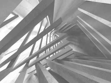 Geometrik beton mimari arka plan. 3D render illüstrasyon