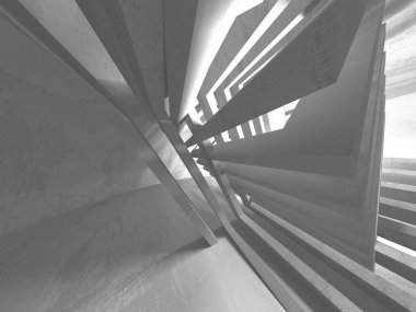 Beton mimari arka plan. Soyut boş karanlık oda. 3D render illüstrasyon