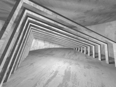 Beton mimari arka plan. Soyut boş karanlık oda. 3D render illüstrasyon