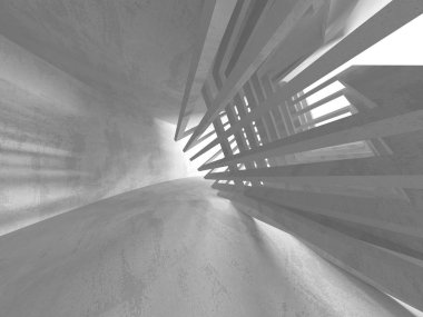 Karanlık beton boş oda. Modern mimari tasarım. Kentsel dokulu arka plan. 3D render illüstrasyon