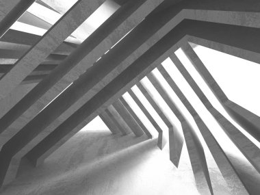 Karanlık beton boş oda. Modern mimari tasarım. Kentsel dokulu arka plan. 3D render illüstrasyon