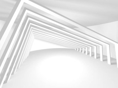 Soyut modern beyaz mimari arka planı. 3d resimleme