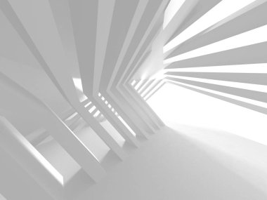 Soyut modern beyaz mimari arka planı. 3d resimleme