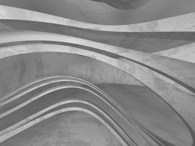 Karanlık beton boş oda. Modern mimari tasarım. Kentsel dokulu arka plan. 3D render illüstrasyon