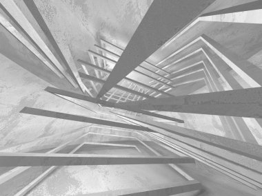 Karanlık beton boş oda. Modern mimari tasarım. Kentsel dokulu arka plan. 3D render illüstrasyon