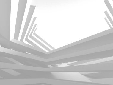 Soyut modern beyaz mimari arka planı. 3d resimleme