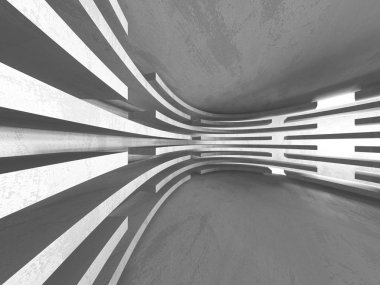 Karanlık beton boş oda. Modern mimari tasarım. Kentsel dokulu arka plan. 3D render illüstrasyon