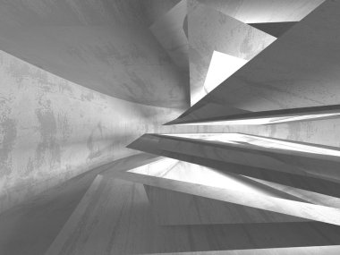 Karanlık beton boş oda. Modern mimari tasarım. Kentsel dokulu arka plan. 3D render illüstrasyon