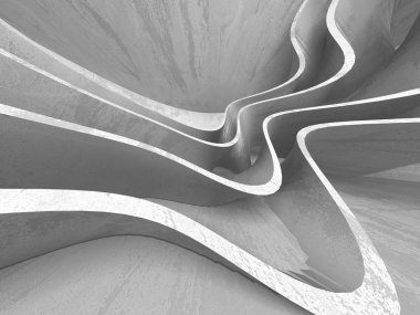 Karanlık beton boş oda. Modern mimari tasarım. Kentsel dokulu arka plan. 3D render illüstrasyon