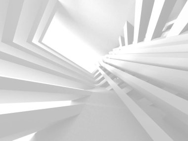 Soyut modern beyaz mimari arka planı. 3d resimleme