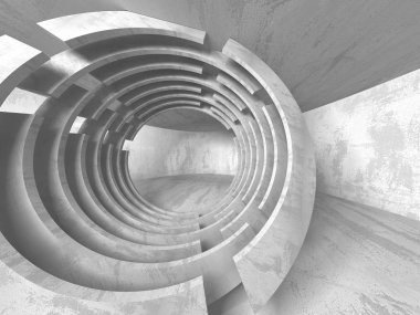 Karanlık beton boş oda. Modern mimari tasarım. Kentsel dokulu arka plan. 3D render illüstrasyon