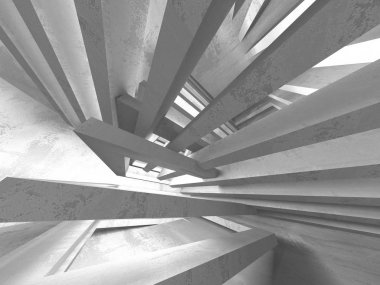 Karanlık beton boş oda. Modern mimari tasarım. Kentsel dokulu arka plan. 3D render illüstrasyon