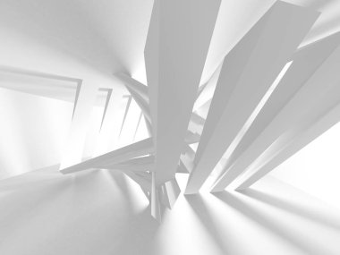 Soyut modern beyaz mimari arka planı. 3d resimleme