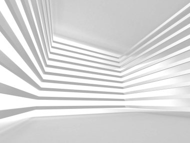 Fütüristik beyaz mimari tasarım arka plan. 3D render illüstrasyon