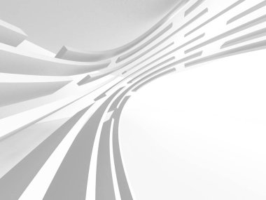 Fütüristik beyaz mimari tasarım arka plan. 3D render illüstrasyon