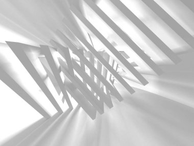 Soyut modern beyaz mimari arka planı. 3d resimleme