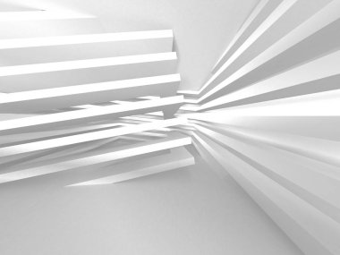 Fütüristik beyaz mimari tasarım arka plan. 3D render illüstrasyon
