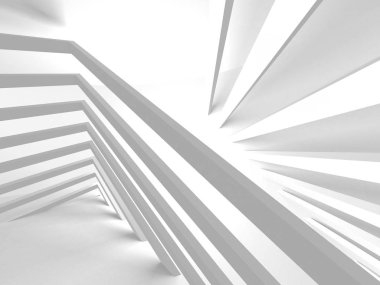 Soyut modern beyaz mimari arka planı. 3d resimleme