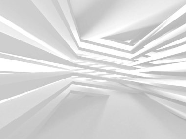 Soyut modern beyaz mimari arka planı. 3d resimleme