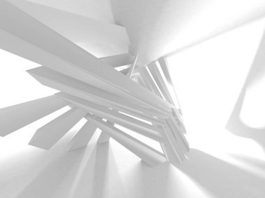 Fütüristik beyaz mimari tasarım arka plan. 3D render illüstrasyon
