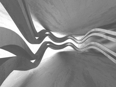 Karanlık Bodrum boş odası iç. Beton duvarlar. Mimari arka plan. 3D render illüstrasyon