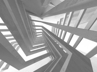 Karanlık Bodrum boş odası iç. Beton duvarlar. Mimari arka plan. 3D render illüstrasyon