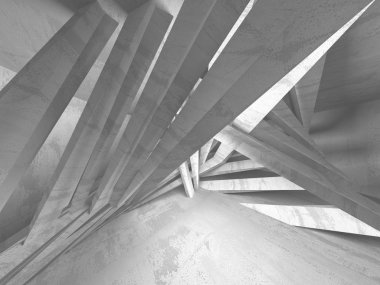 Karanlık Bodrum boş odası iç. Beton duvarlar. Mimari arka plan. 3D render illüstrasyon