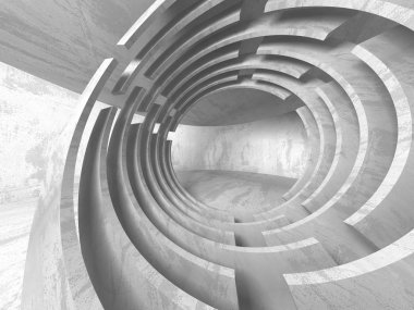 Karanlık Bodrum boş odası iç. Beton duvarlar. Mimari arka plan. 3D render illüstrasyon