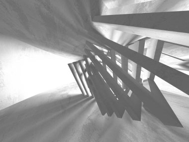 Karanlık Bodrum boş odası iç. Beton duvarlar. Mimari arka plan. 3D render illüstrasyon