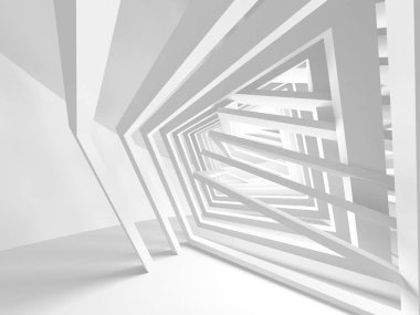 Fütüristik beyaz mimari tasarım arka plan. 3D render illüstrasyon