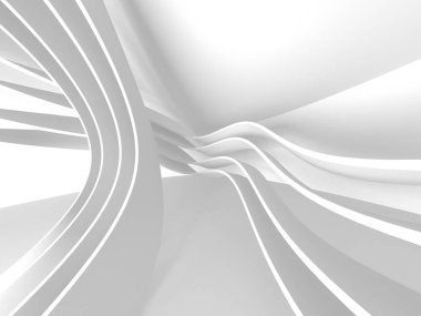 Fütüristik beyaz mimari tasarım arka plan. 3D render illüstrasyon