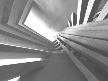 Karanlık Bodrum boş odası iç. Beton duvarlar. Mimari arka plan. 3D render illüstrasyon