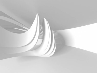 Fütüristik beyaz mimari tasarım arka plan. 3D render illüstrasyon